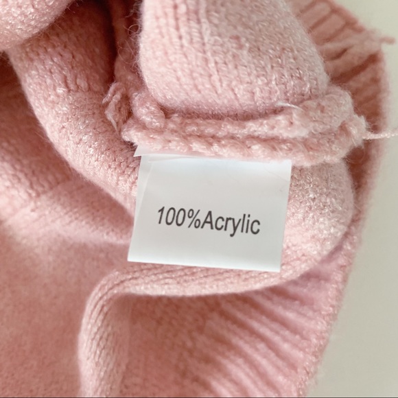 Knitted belle crew neck fringe sweater pink size small - Picture 5 of 8